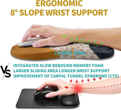Hokafenle Ergonomic Mouse Pad Wrist Support, Wrist Rest Mousepad for Carpal Tunnel Pain Relief with Integrated Memory Foam Slope Massage Bulge (11.8x7.9 inch,Abstract Marble