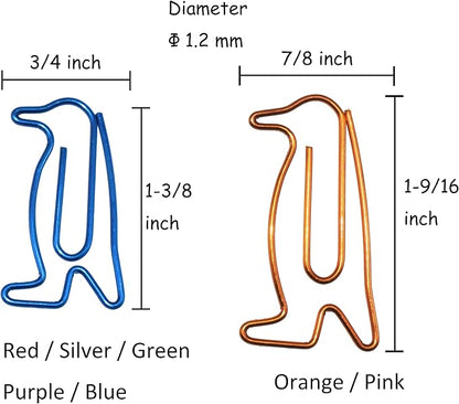 60 pcs Cute Paper Clips, Penguin Shaped Paper Clips Bookmarks, Penguin Gifts for Women Kids Coworkers Teachers