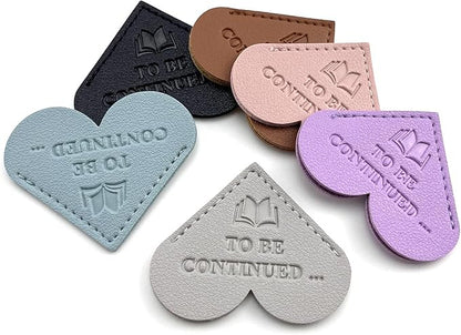 6 Pcs Leather Heart Shaped Bookmarks, to BE Continued ... Book Markers for Men Women Kids, Funny Book Lovers Keep Reading Reminder