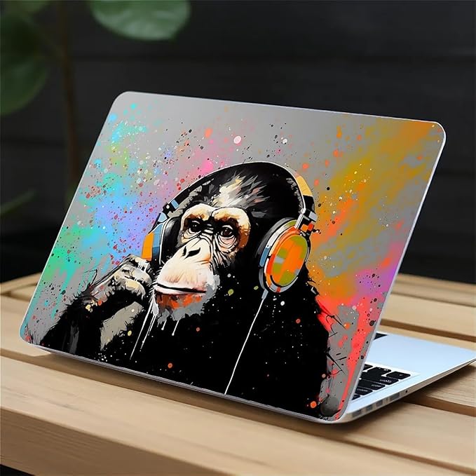 Compatible with 16.2 Inch MacBook Pro 2485/A2780, Music Monkey with Headphone Hard Plastic Shell Cover Case