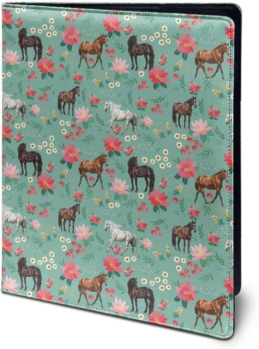 Cozeyat Floral Horse Clipboard Folder Portfolio, A4 Leather Padfolio Clipboard, Business Portfolio Clipboard Folder Professional Portfolio for Interview Resume Office Conference