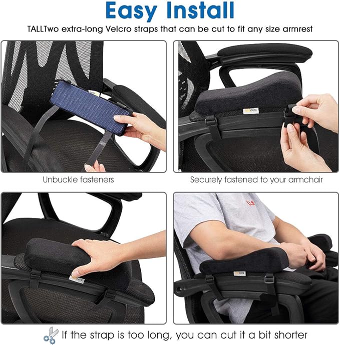 Office Chair Armrest Pads Memory Foam Chair Arm Covers,Universal Elbow Pillow Gaming Chair Arm Rest Cushion for Elbows and Forearms Pressure Relief(Set of 2)
