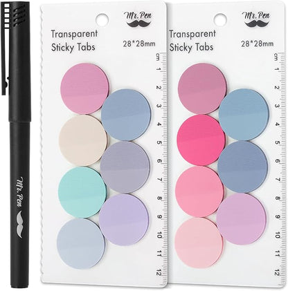 Mr. Pen- Transparent Sticky Note Set, 560Sheets, Colorful, Round Transparent Sticky Notes Set, Bible Sticky Notes Clear Sticky Notes Transparent, Bible Notes, Transparent Sticky Notes for Bible Study