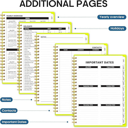 2026 Planner, Weekly and Monthly Calender Planner, Jan 2026 to Dec 2026, Hardcover 2026 Calendar Planner Book with Tabs & Inner Pocket, Office Home School Supplies for Women & Men - A4 (8.5" x 11"), Lemon Yellow