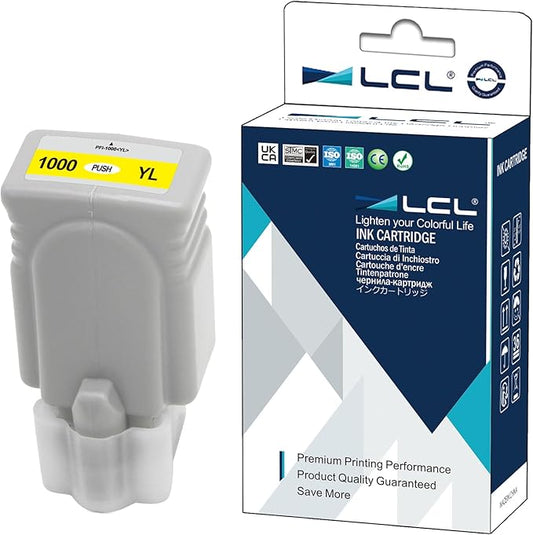 LCL Compatible Ink Cartridge Pigment Replacement for Canon PFI-1000 Y PFI-1000Y 0549C002 imagePROGRAF PRO-1000(1-Pack Yellow)