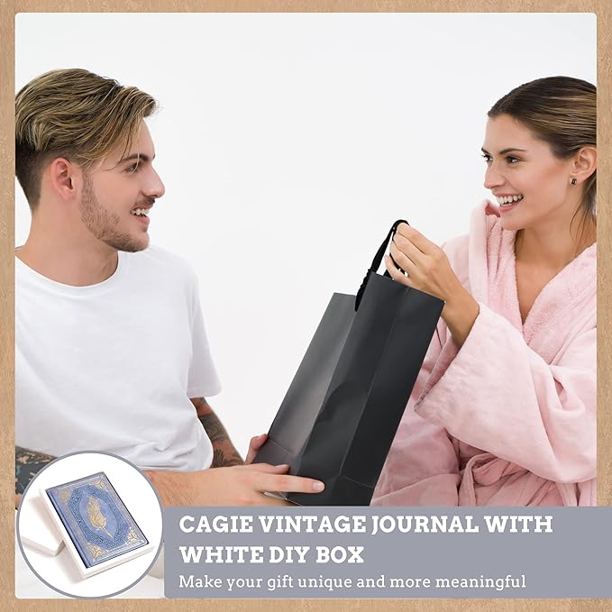 CAGIE 320 Pages Thick Hardcover Journaling Notebooks Vintage Leather Journal for Women Men A5 College Ruled Journals for Writing with Gift Box, 5.7 x 8.3 in, Light Blue