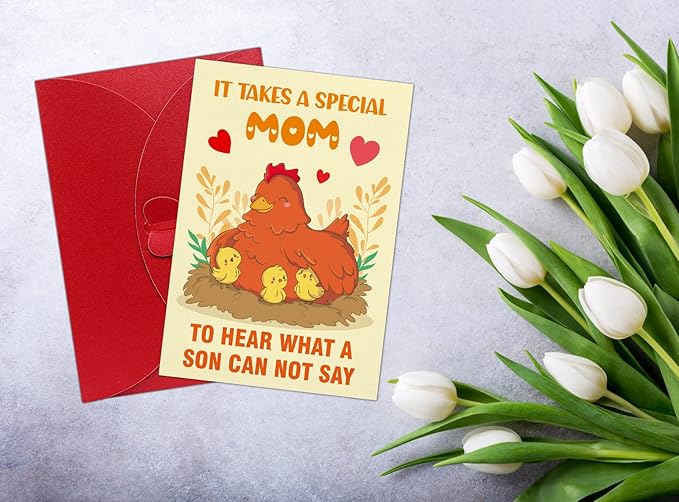 FaCraft Funny Mothers Day Card for Mom Thank You Gift Cards with Envelope, for Mother from Son Daughter Kids