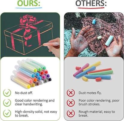Utron 18 PCS Dustless Chalk for Kids with Pen Sleeve, Chalk for Chalkboard Chalk and Eraser Set, Colored Chalk Board Chalk, Washable Toddler Chalk Non Toxic Chalk for Doodling, Drawing, Writing
