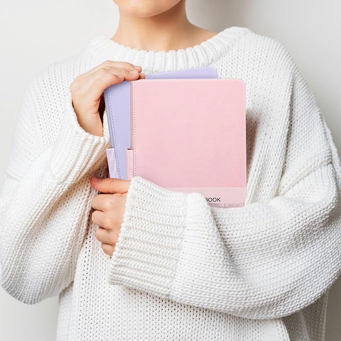 Hardcover Executive Notebooks, 160 Pages Line Ruled Classic Notebook Journal, Leather Notebooks with Pen for Bussiness College Writing MintPurple