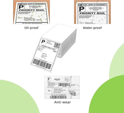 8 Stacks 4" x 6" Fanfold Direct Thermal Labels, Mailing Postage Shipping Label with Perforated, Compatible with Zebra, Rollo, MUNBYN, NELKO Label Printer(500 Labels/Stack, Total 2000 Labels)