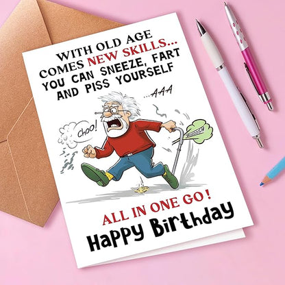 Funny Birthday Card for Men, Funny Birthday Card for Friends Grandpa Brother Husband Dad, Happy Birthday Card for Men Seniors, Funny Getting Older Birthday Card for Men, Old Age Bday Greeting Card