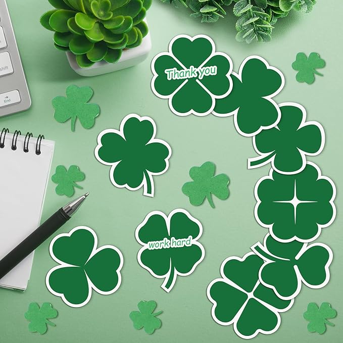 48 Pieces St. Patrick's Day Sticky Notes Shamrock Notes Pads Self-Adhesive Irish Sticky Memo Notes for School Office Home Supplies Students Teachers Presents St. Patrick's Day