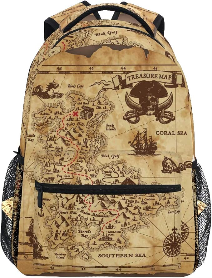 senya Pirate Treasure Map School Backpack Travel Rucksack Book Bag Laptop Backpack