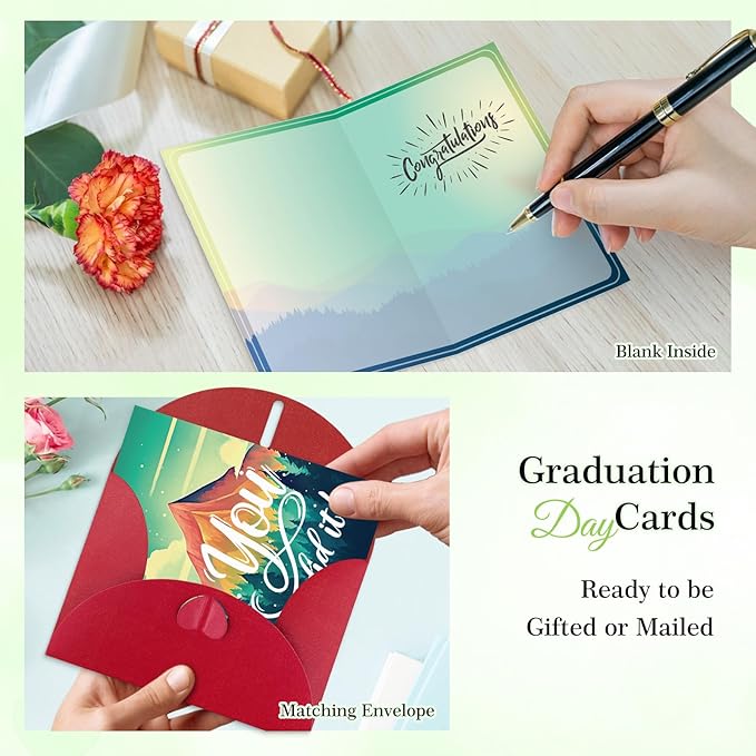 FaCraft Graduation Card 2025, You Did It Congrats Grad Greeting Cards with Envelope, for Preschool Kindergarten Middle School High School College PHD University Master Gradutes