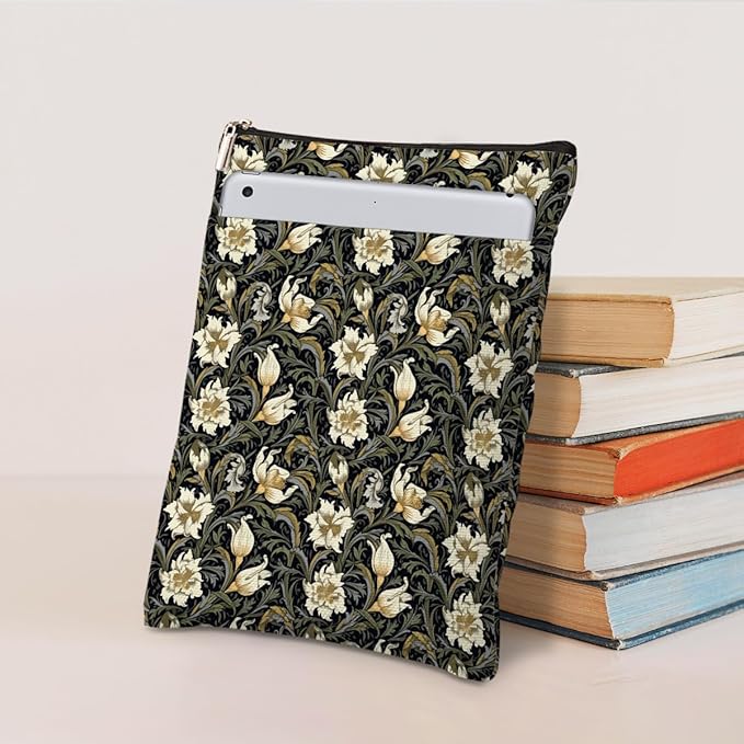 Botanical Book Sleeve, Classic Flower Book Covers for Paperbacks, Floral Book Pouch Book Protector, Book Lovers Gifts for Women Girls Leader, Book Accessories Book Club Gifts Christmas Birthday Gifts