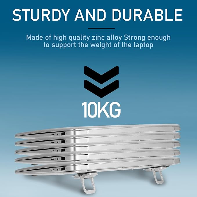 Bewudy 2 Pcs Portable Keyboard Riser, Dual Tilt Angle Adjustment Foldable Laptop Riser, Mini Computer Keyboard Stand for Desk, Self-Adhesive Keyboard Riser Feet for Most Keyboards(Silver)