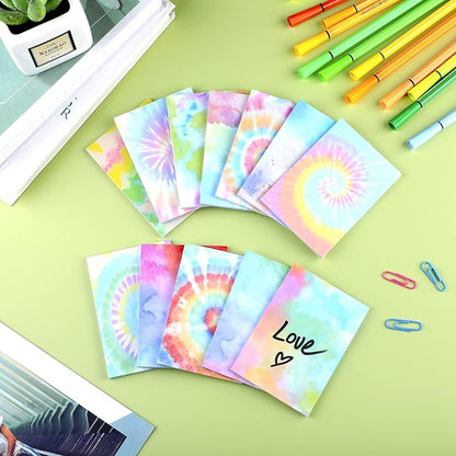 12 Pcs Rainbow Tie Dye Sticky Notes Cute Colored Sticky Paper Fun Pastel Art Party Self Adhesive Notepads for Kids Girls School Office Gay Pride Party Supplies, 30 Sheets Each (2.8 x 4 Inch)