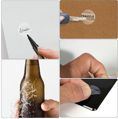 Transparent Thermal Labels Round 1 Inch Self Adhesive Clear Printer Stickers Circle Vinyl Waterproof Roll Decals Name Tag for Address Design DIY Logo Business 500 PCS