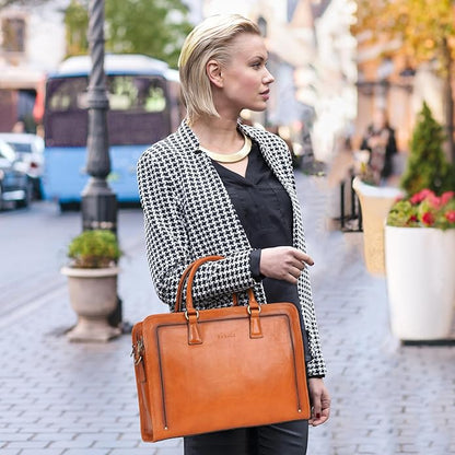 Banuce Vintage and Stylish Genuine Full Grains Italian Leather Briefcase for Women Laptop Bag Business Work Bag