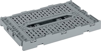 Simplify 4LT Collapsible Storage Crate | Small | Foldable | Stackable | Plastic Bin | Home Organization | Dorm | Office | Crafts | Shelf | Grey