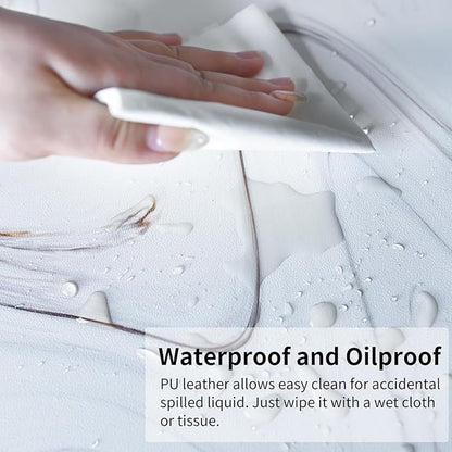 QIYI Large Mouse Pad, Cute Marble White Desk Mat, PU Leather Desk Protector Mousepad, Gold Grey Striped Waterproof Computer Keyboard Gaming Mouse Pads, Non Slip Extended Writing Pad 31.5" x 15.7"