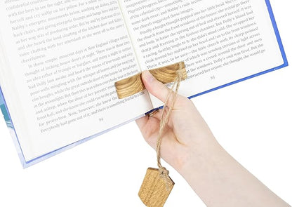 Handmade Wooden Book Page Holder - Wooden Thumb Bookmark - Novel Reading Accessories, Book Gadgets, Presents for Readers, Book Lovers Gifts, Bookworm (Oak Natural)