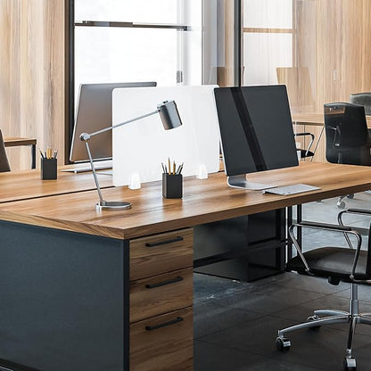 4PCS Desk Dividers Office Partitions, Privacy Desk Panel Protective, Acrylic Plexiglass Shield with Clamps for Offices Schools Call Centers - 23.6”L X15.8”W（White）