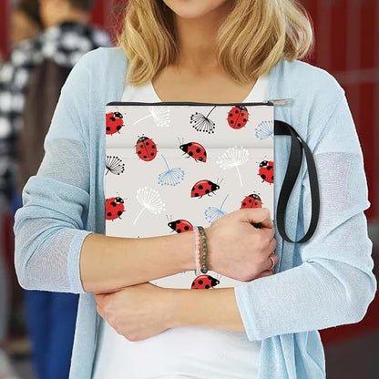 CRASPIRE Ladybug Book Sleeve Dandelion Book Protector Beetles Book Covers for Paperbacks Washable Fabric Cloth Book Cover with Zipper and Extra Sleeve Pocket for Book Lovers Classmate Gifts