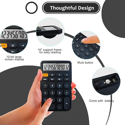 VEWINGL Standard Calculator 12 Digit,Desktop Large Display and Buttons,Calculator with Large LCD Display for Office,School, Home & Business Use,Automatic Sleep,with Battery