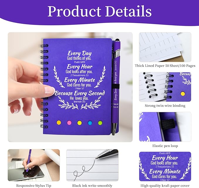 40 Pcs Bulk Christian Gifts Prayer Journal for Woman - 20 Set Religious Notepad with Christian Pen - Bible Notebook - Church Gifts for Mother's Day, Bible Study, and Family Devotions ( Colorful )