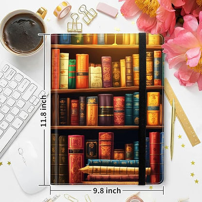 Padfolio Folder with Clipboard,Portfolios Organizer Clipboards with Storage Clipboard Writing Pad PU Leather Conference Document Organizer with Business Card Holder,Vintage Bookshelf