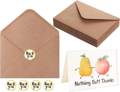 32 Funny Thank You Cards wtih Envelopes & Stickers,Fun Greeting Note Cards 4 x 6 in,Bulk Boxed Set Assortment for Employee Teachers Friends Business Coworker Gratitude Appreciation