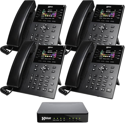 XBLUE QB1 System Bundle with 4 IP8g IP Phones Including Auto Attendant, Voicemail, Cell & Remote Phone Extensions & Call Recording