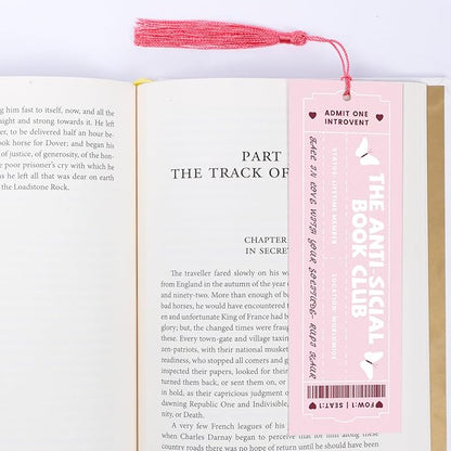 Jnglr 2PCS Book Clubs Bookmark Laminated Bookmarks with Tassel Set, Book Marks for Women Book Accessories Reading Lovers Bookmark for Readers Pink Bookmarks