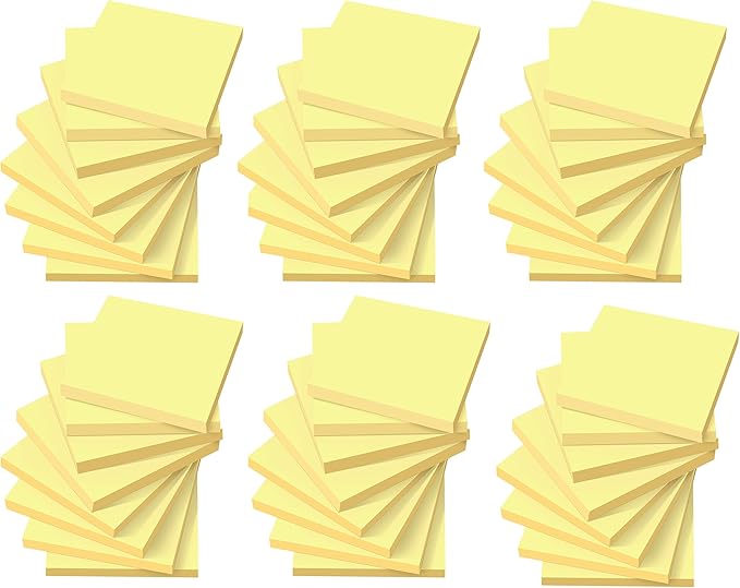 (48 Pack) Sticky Notes 3x3 in Canary Yellow, Clean Removal, Recyclable, Self-Stick Pads, Easy to Post for Home, Office, Notebook