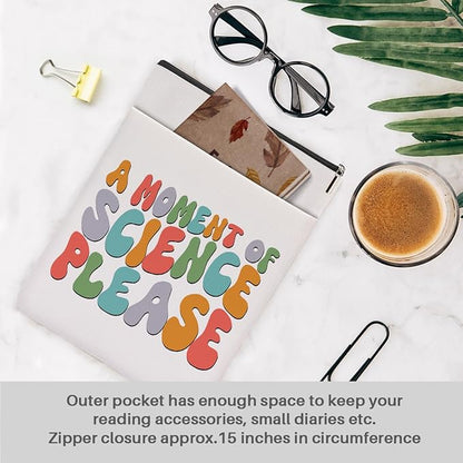 Book Themed Gifts Waterproof Book Sleeve Book Pouch Funny Reading Gifts Science Teacher Gifts for Women Readers Book Covers for Paperbacks Book Accessories Book Protector with Zipper and Front Pocket
