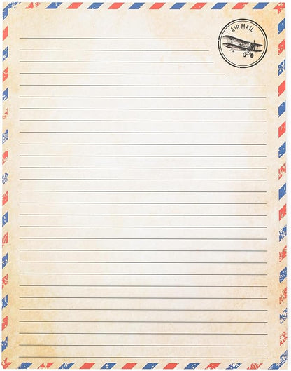 50 Pack Airmail Paper - Airmail Writing Paper - Blue Air mail Paper for Letter Writing, Invitations, Love Letters, Military Correspondence, Christmas letters, Vintage Letters - Size 8.5 x 11 inch