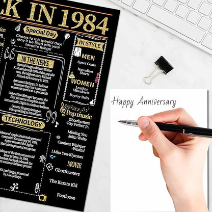 Joycard 41st Anniversary Card for Women Men, Gold Wedding Card for Wife Husband, Sweet Marriage Decorations Gifts for Couple, Perfect for Her Him on Anniversary Day, Back in 1984