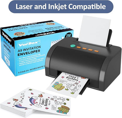 ValBox A9 Invitation Envelopes 250 Qty 5-3/4 x 8-3/4" White Envelopes Self Seal for Invitations, Photos, Wedding, Baby Shower Greeting Cards, Announcements - 5.75 x 8.75 Inches