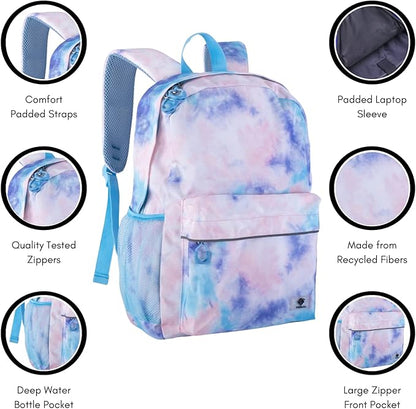 Fenrici Tie Dye Backpack: The Perfect Girls' Backpack for School, Teens and Kids with Padded Laptop Compartment, Tie Dye, Pink, 16 Inch