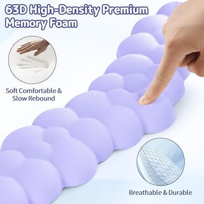 Cloud Wrist Rest Keyboard, Cloud Palm Rest Set with PU Leather Memory Foam, Cute Keyboard Rest for Wrist Support and Arm Rest, Desk Cloud Wrist Pad for PC/Gaming/Hand Cushion/Computer-Purple