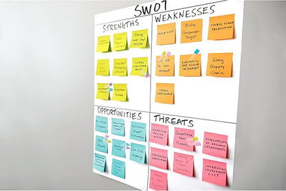 Post-it Super Sticky Notes, 12 Sticky Note Pads, 3 x 3 in., School Supplies, Office Products, Sticky Notes for Vertical Surfaces, Monitors, Walls and Windows, Supernova Neons Collection