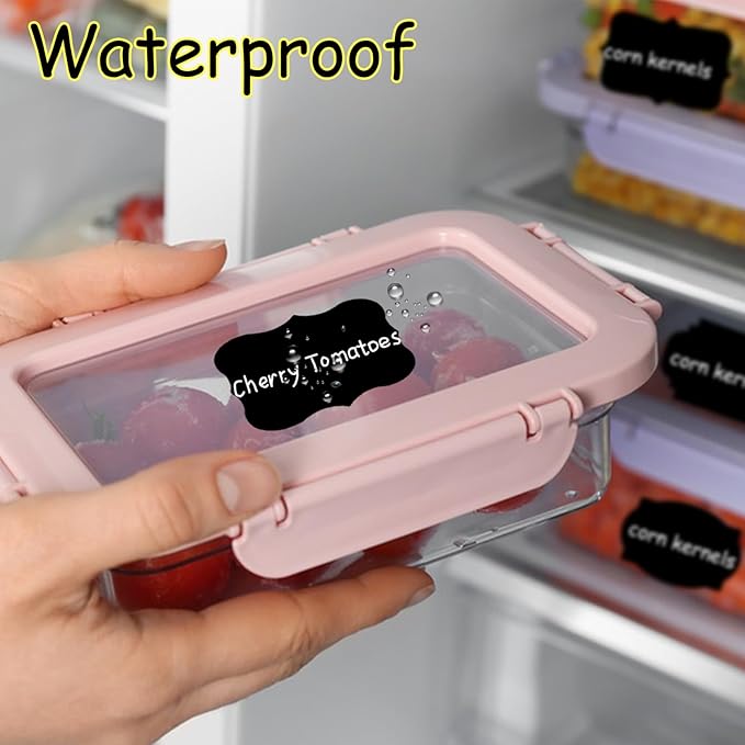 200 Pcs Chalkboard Labels,Reusable Labels with 1 Liquid Chalk Markers Removable Labels,Suitable for Mason Jars Storage Boxes Food Containers Storage Jars Kitchen Food Spice Storage(Black)