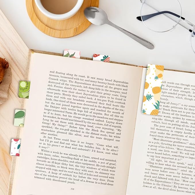 WAVEYU Magnetic Bookmarks, Cute Magnet Page Markers Assorted Book Markers for Book Lovers Students Teachers Adults Kids for School Home Office Reading Stationery,10 Fruit Pattern Designs