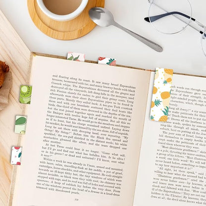 WAVEYU Magnetic Bookmarks, Cute Magnet Page Markers Assorted Book Markers for Book Lovers Students Teachers Adults Kids for School Home Office Reading Stationery,10 Fruit Pattern Designs