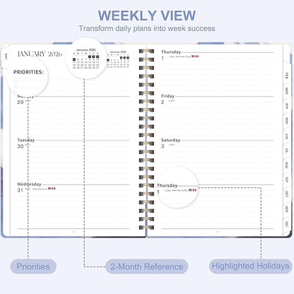 2026 Planner, Weekly and Monthly Academic Planner Calendar (JAN.2026 - DEC.2026), Planning Agenda Book, for Office Desk Accessories and School Supplies, A5(6.3" x 8.5")