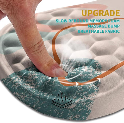 Hokafenle Ergonomic Mouse Pad Wrist Support, Wrist Rest Mousepad for Carpal Tunnel Pain Relief with Integrated Memory Foam Slope Massage Bulge (11.8x7.9 inch,Abstrac Art