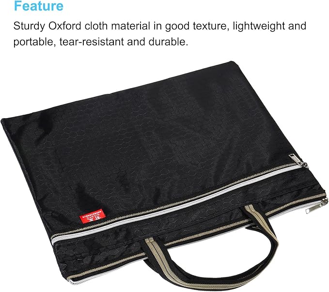 PATIKIL Waterproof Zipper File Bag, Documents Books Tools Storage Zip Pouch for Office Travel, Black