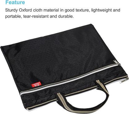 PATIKIL Waterproof Zipper File Bag, Documents Books Tools Storage Zip Pouch for Office Travel, Black