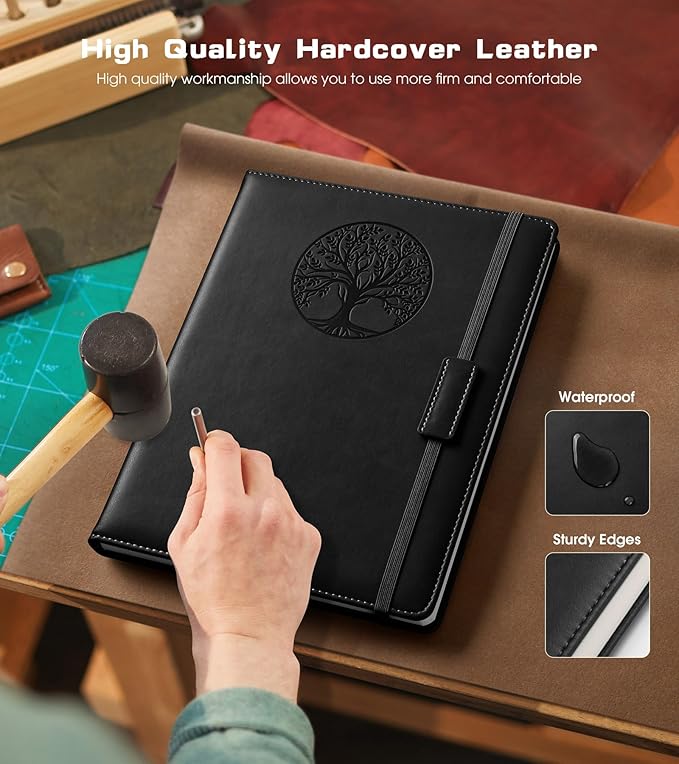 Lined Journal Notebook for Women Men,256 Pages B5 Large Hardcover Leather Journals for Writing,Travel,Business,Work,School,College Ruled Notebooks for Note Taking,Diary Notepad 7.8"×10.2"